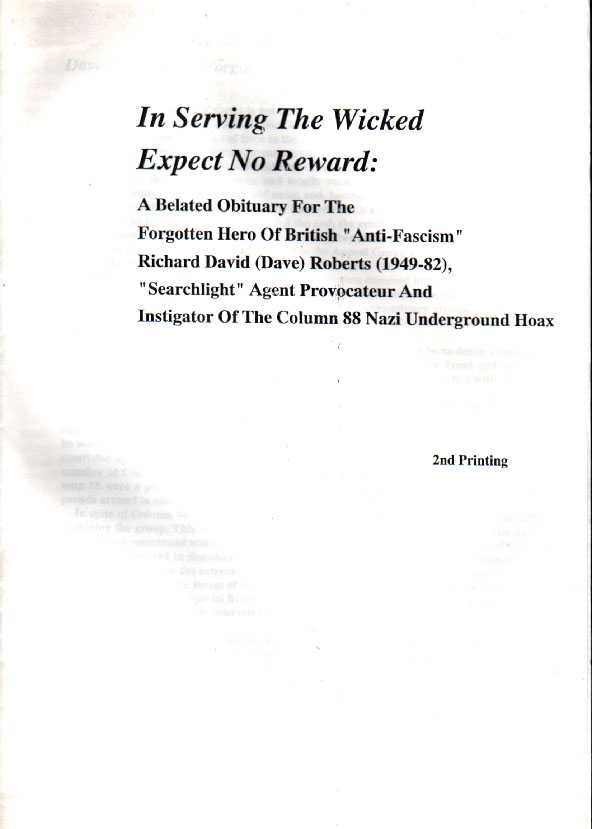 IN SERVING THE WICKED EXPECT NO REWARD - front cover